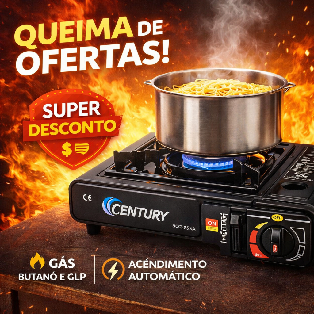 Fogareiro a Gas Acampamento Portatil de Mesa Acendimento Automatico Camping Pesca Cozinha