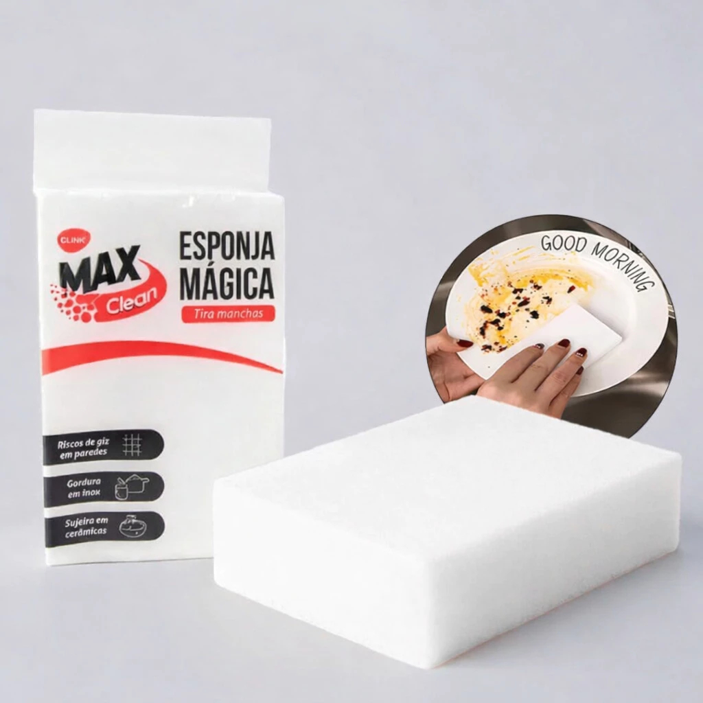Kit 10 Esponja Mágica Branca Melamina Bucha Tira Mancha Limpeza Desengordura Max Clean em Oferta na Shopee