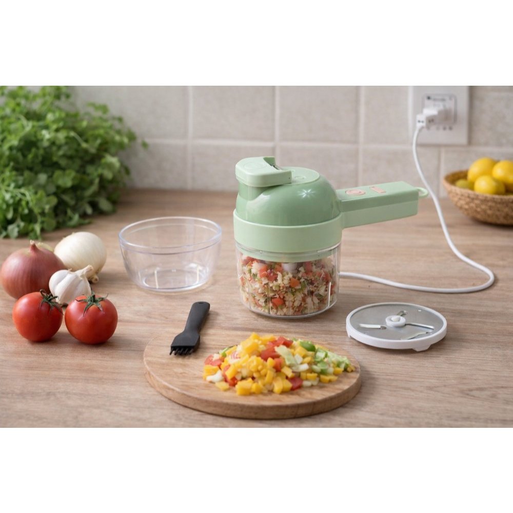 Triturador e Cortador Elétrico Multifuncional 4x1  Verde legumes tempero pica vegetais FRATELLI