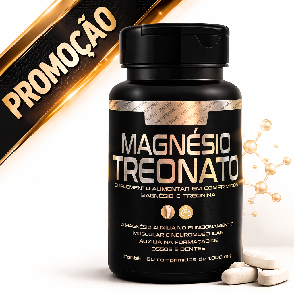 Magnésio Treonato 1000mg 60 Comprimidos Premium Suplemento Alimentar para Memória e Sono