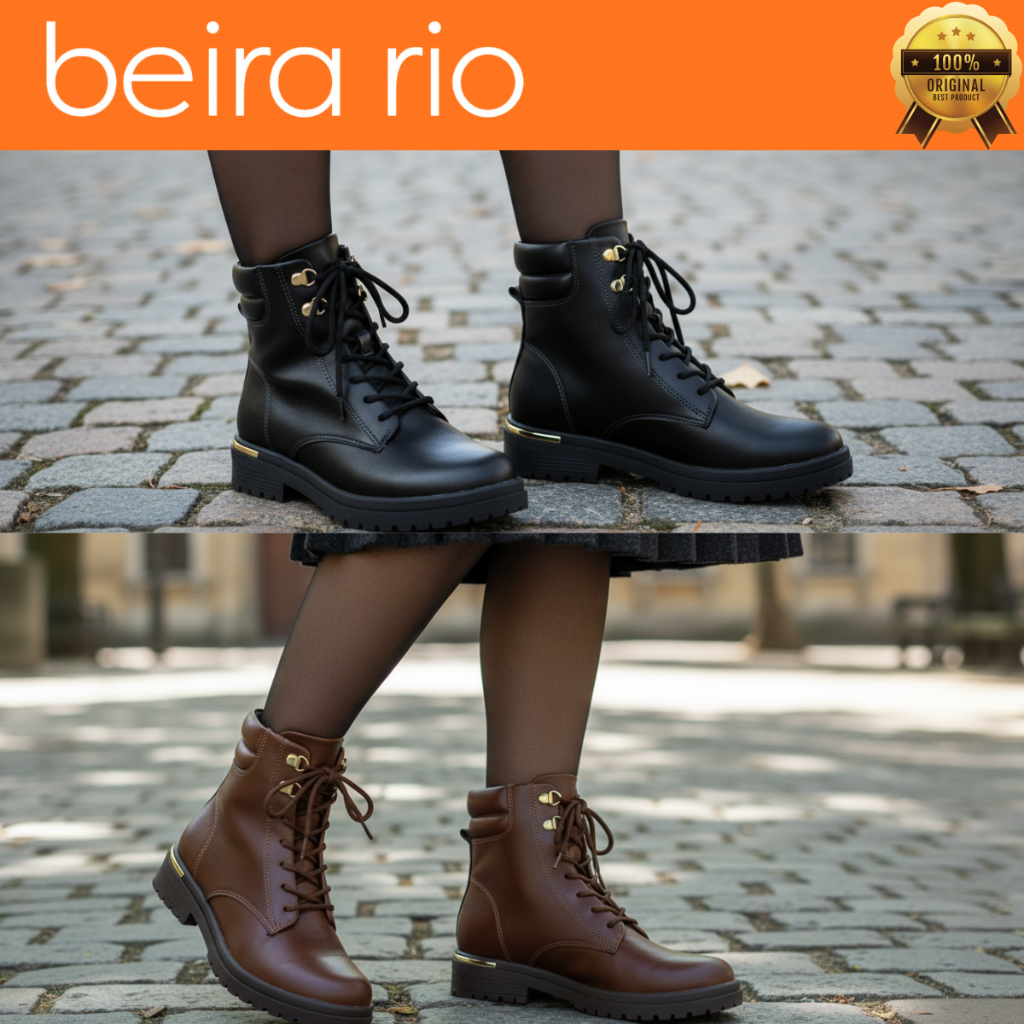 Bota Feminina Beira Rio Coturno Confortável Tratorada Leve Elegante Casual Original