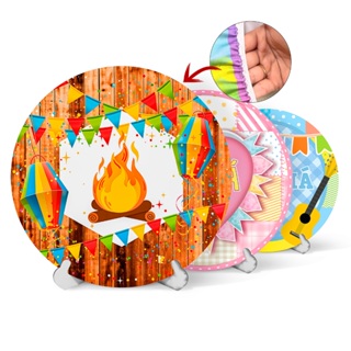 Capa Painel Redondo Mesa Festa Junina Arraia Sublimado C/ Elástico 50×50Cm em Oferta na Shopee