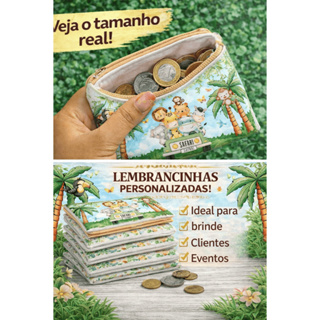 50 Porta Moedas Personalizado, Culto de Gratidão, festas, aniversários e eventos. Colocamos logo ou tema da sua escolha em Oferta na Shopee