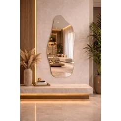 Espelho Orgânico Pinterest Grande Mod. Flame Retrô Oval Retangular Meia Lua Decorativo Sala Quarto Banheiro