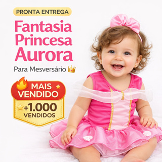 Fantasia Princesa Aurora Bebê Luxo Vestido Rosa Tule Mesversário Festa Infantil Menina +1000 Vendidos em Oferta na Shopee