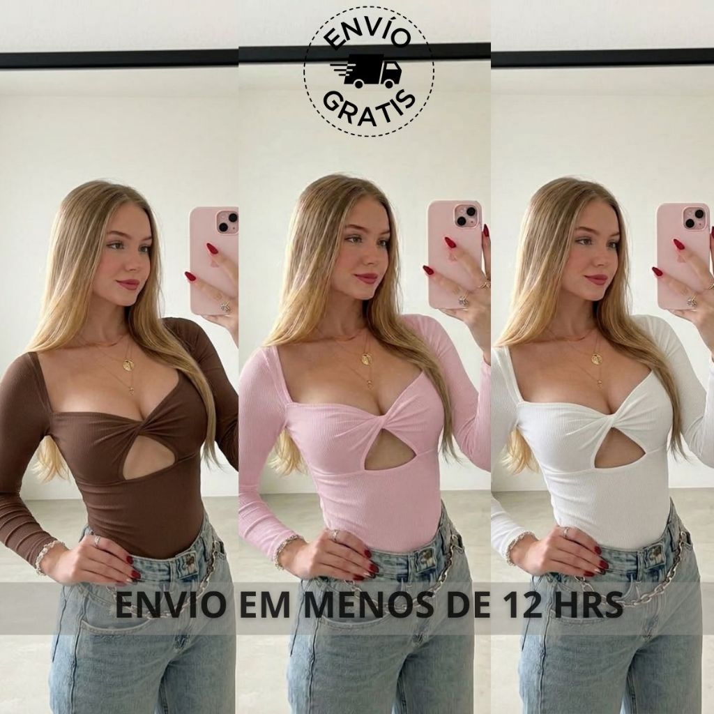 Body Feminino bodi bory bari boddy NÓ SUPLEX MANGA cavado sexy moda gringa lançamento tendencia 2026
