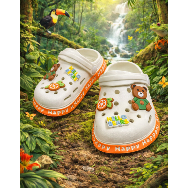 Sandália Branca de Ursinho Infantil e Teen em EVA – Leve, Confortável e Antiderrapante - B1 em Oferta na Shopee