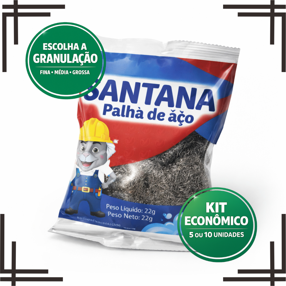 Palha de Aço 22g Santana - Fina Média Grossa - Kit 5 ou 10 Pacotes