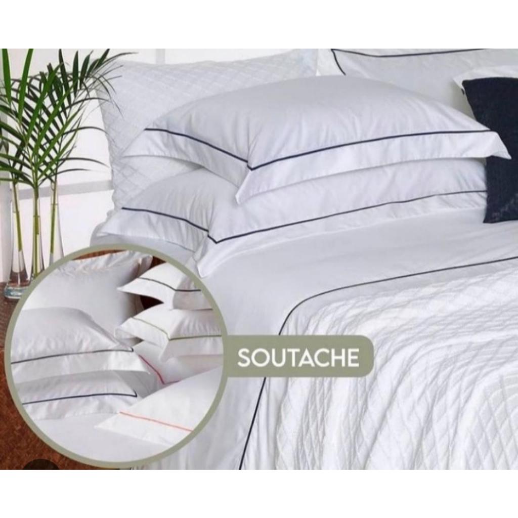 JOGO DE LENCOL KING 4 PECAS COM DETALHE NO SOUTACHE em Oferta na Shopee