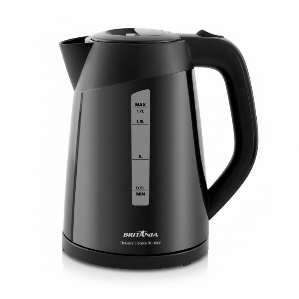 Chaleira Elétrica Britânia BCH06P 1,7L 1770w Preta Jarra Água Quente Café Chá Moderna 120v e 220v
