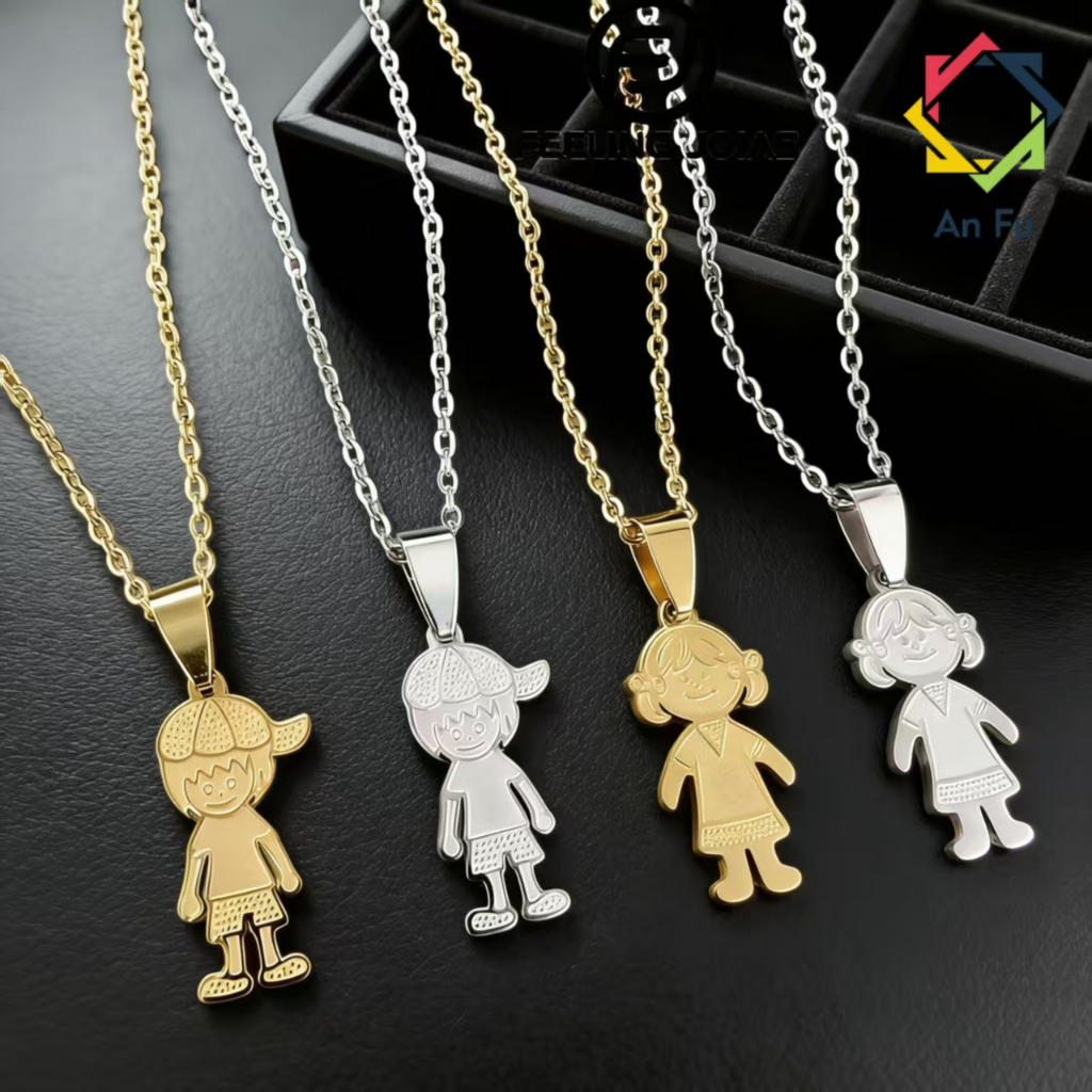 Colar infantil em aço inoxidável 316L com banho de ouro – a cor nunca desbota