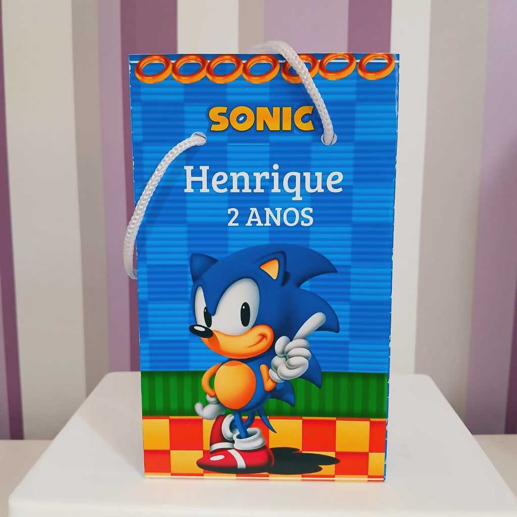Sacolinha Surpresa Personalizada Sonic - Lembrancinha Aniversário - Tamanho P - PEGUE E MONTE
