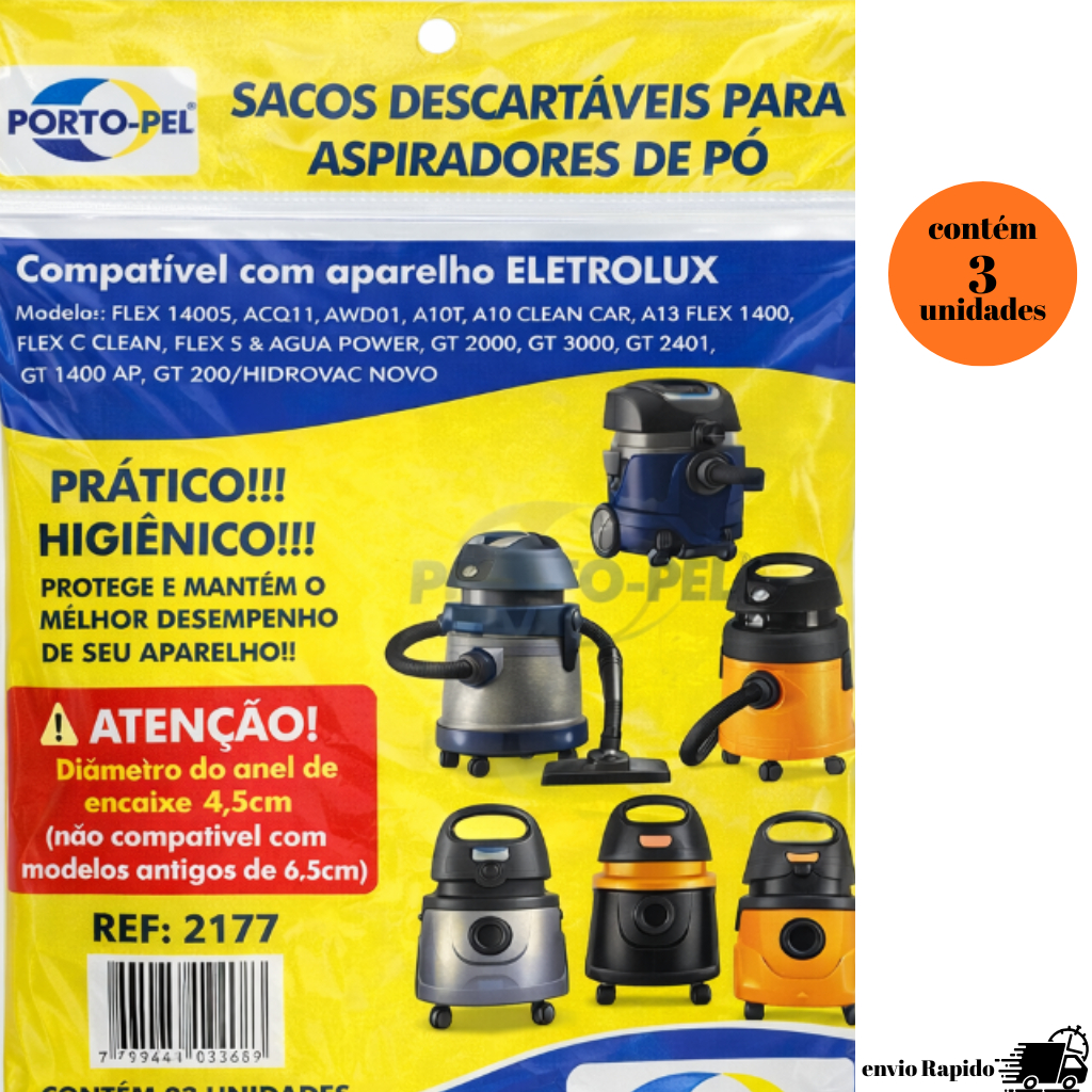 kit 3 Sacos Para Aspirador de Pó Electrolux-Hidrolux AWD01 a Pronta Entrega