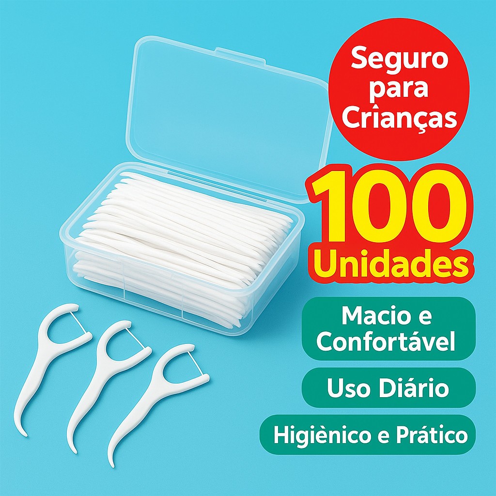 Kits 50 Até 300 Unidades de Fio Dental I Antil Adulto em Formato de Arco Ultra Fino Limpeza Eficaz