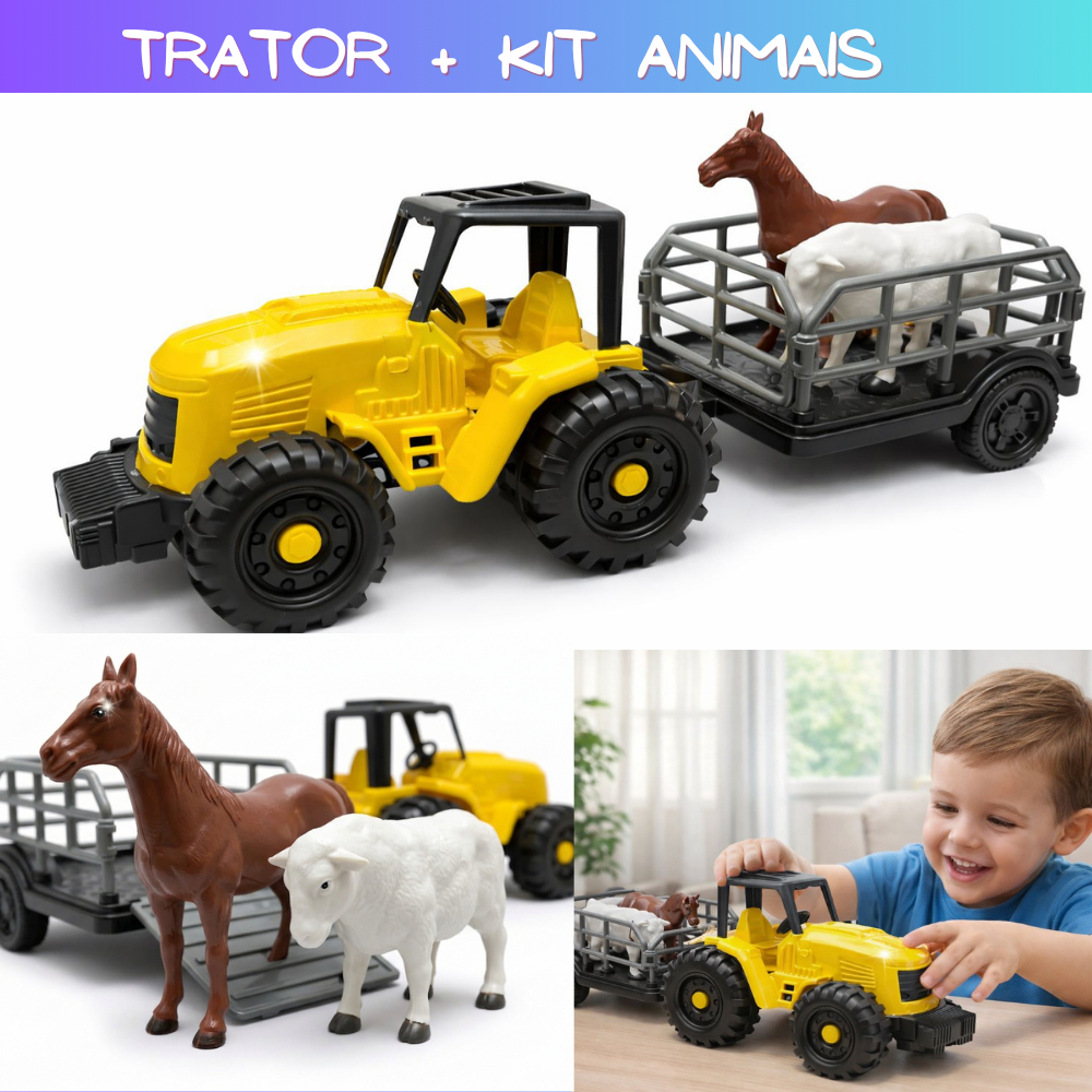 Brinquedo Infantil Trator Farm Work Boiadeiro Orange Toys com animais ! presente ideal !