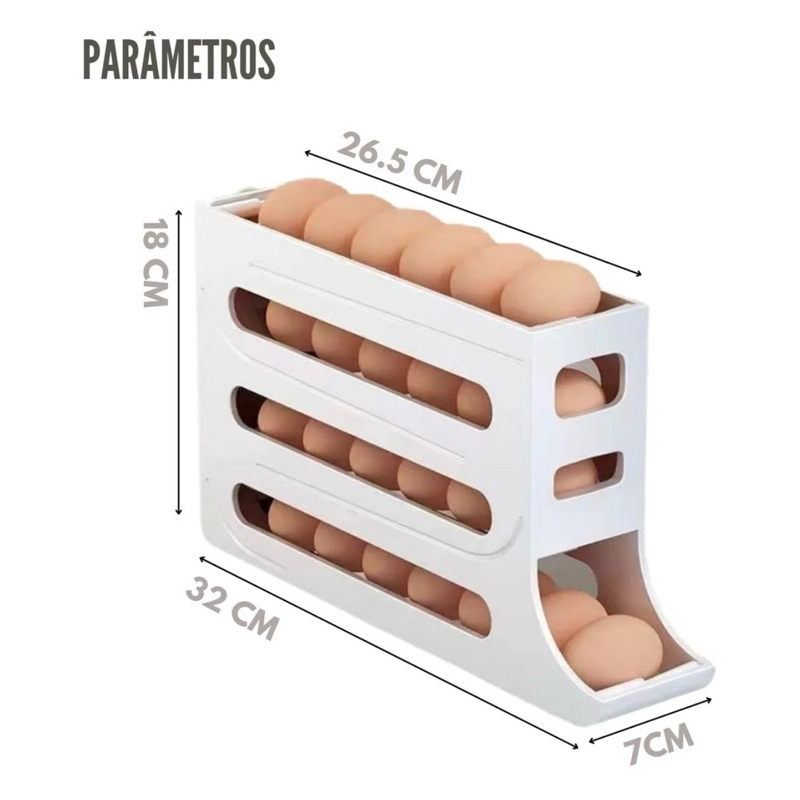 Organizador De Ovos Geladeira Suporte Dispenser Rolante Automático 4 Andares Vertical Prático