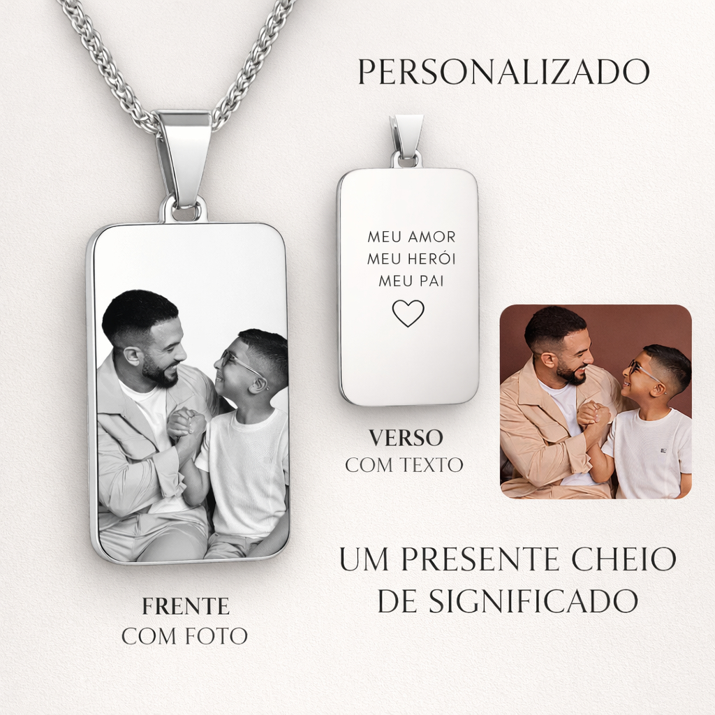Colar medalha personalizada Foto gravação a laser Família Amor Avó Pai Mãe Namorado Casal