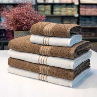 Kit de Toalhas, 2 Toalhas Banho e 1 Toalha Rosto marrom, 2 Toalhas Banho e 1 Toalha Rosto branco, 400g, super macia.