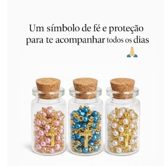 Mini Terço no Vidro – Lembrança de Fé e Proteção | Presente Religioso