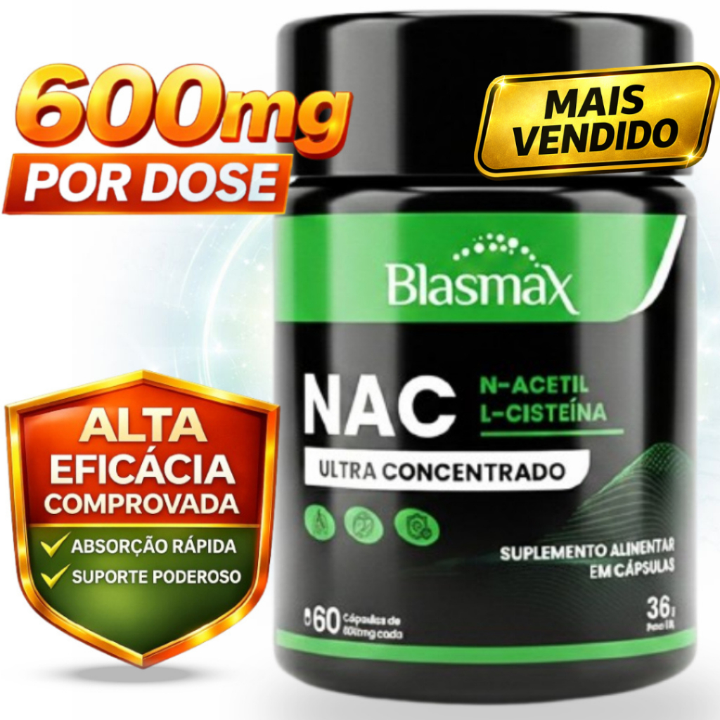 NAC Ultra Concentrado | N-Acetil L-Cisteína, Antioxidante e Suporte ao Fígado - 60 Cápsulas Original em Oferta na Shopee