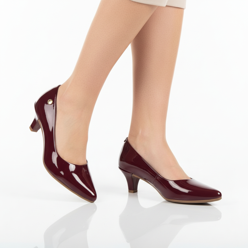 Sapato Scarpin Feminino Bico Fino Salto Médio Fino Confortável Elegante Casual Social Trabalho Clássico Atual