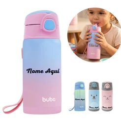 Garrafa Térmica Buba Infantil Inox 400ML Com Canudo – Personalizado Com Nome