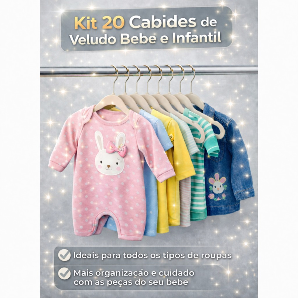 Kit 20 Cabide Infantil Bebê Rister Baby Veludo Slim Ultra Fino Não Escorrega em Oferta na Shopee