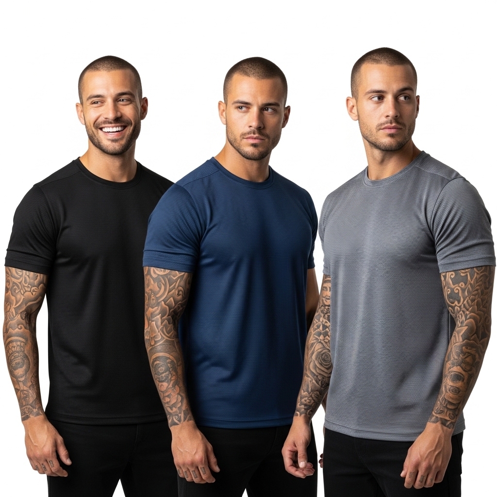 KIT 3 Camisetas DryFit Poliéster Masculina Lisa Academia Corrida Casual Esportes Confortável