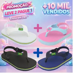 KIT Chinelos Menino e Menina Baby Brasil Original Borracha Anti-Derrapante