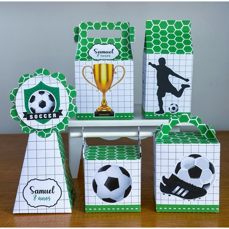 PEGUE E MONTE - Kit Festa Personalizados - FUTEBOL - Lembrancinhas Caixinhas para fes