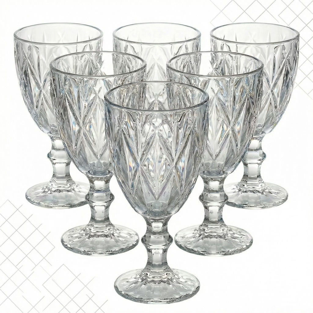 Jogo Taças Vidro Diamond Bico Jaca Abacaxi Conjunto Taça Para Água Vinho Tinto Suco Diamante em Oferta na Shopee