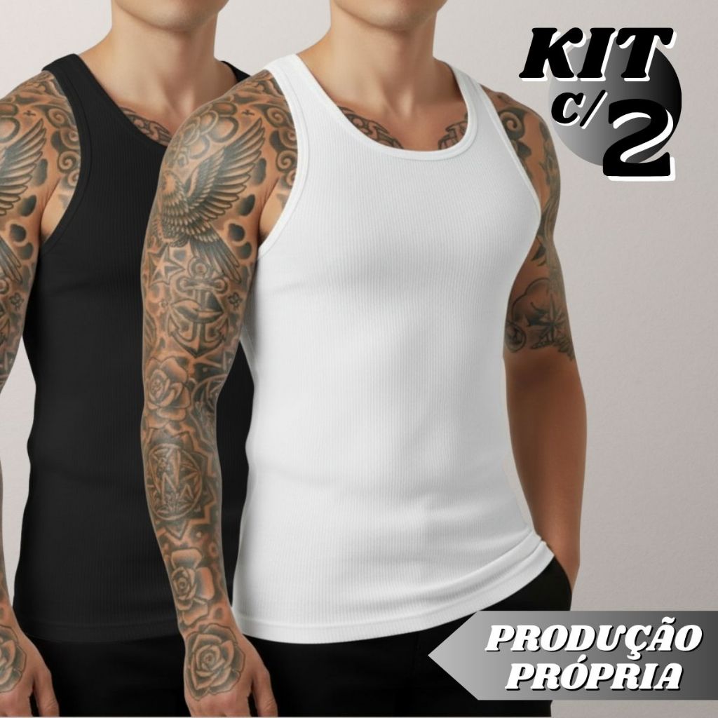 Kit 2 Regatas Masculinas Canelada Americana Ribana Básica Hip Hop Academia