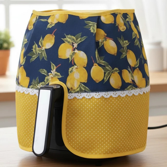 Capa para Air Fryer Renda Fritadeira Elétrica 8L 8,0 Litros Protetora Panela Decoração Flor Airfryer