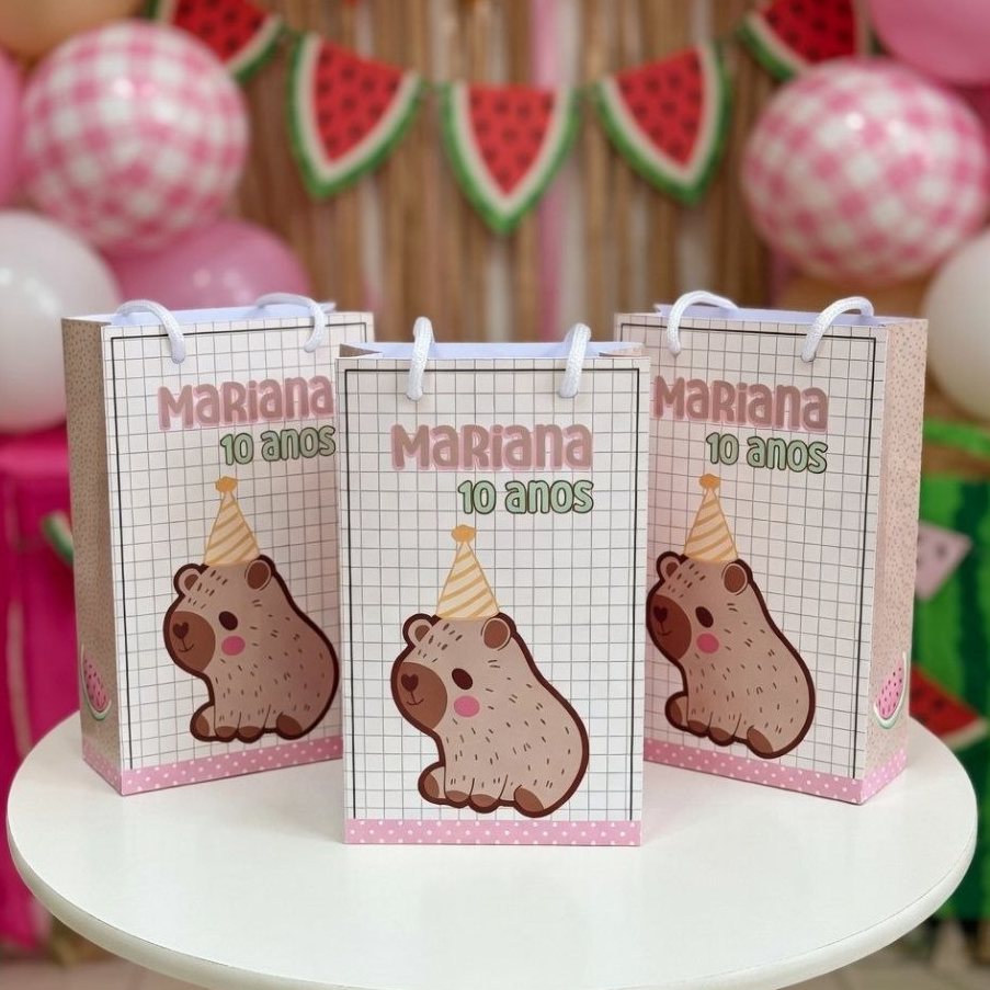 Mini Sacolinha Surpresa CAPIVARA Personalizada (10x15cm) Kit Lembrancinha Festa Infantil