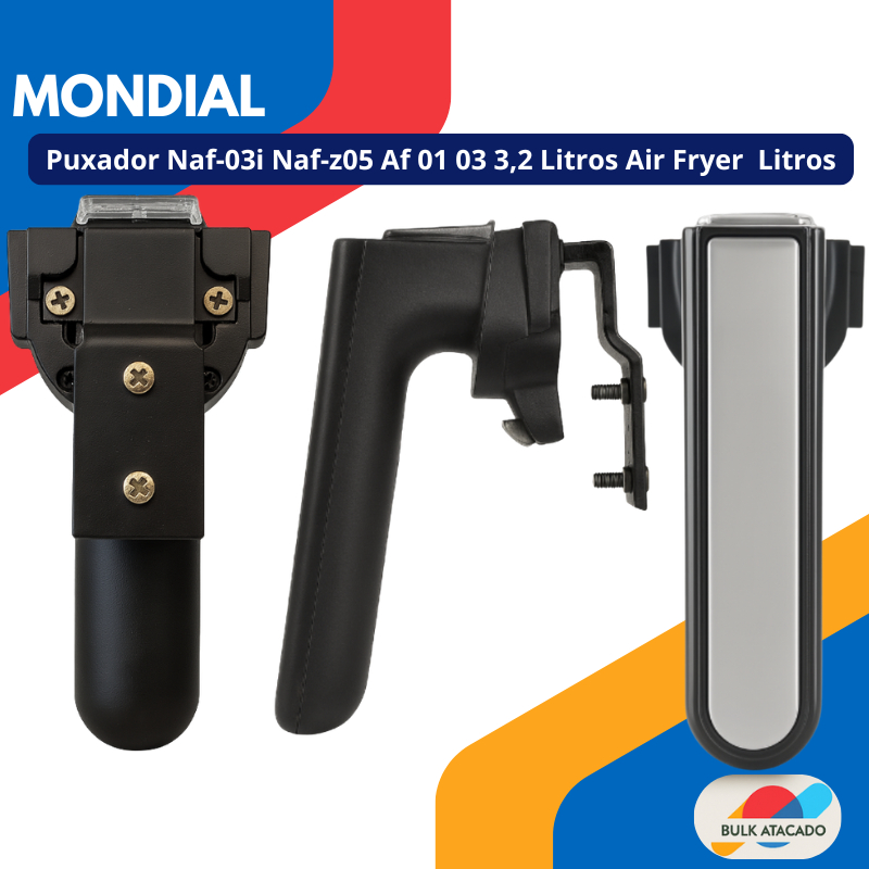 Puxador Alça Para Air Fryer NAF 03 NAF 05 3,2 Litros Preto Original Reposição Com Parafusos e Porcas de Fixação Durável