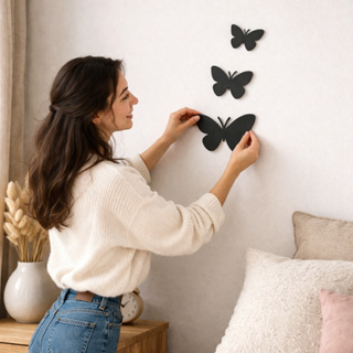 Borboletas em MDF Preto Decoração Casa Quarto em Oferta na Shopee