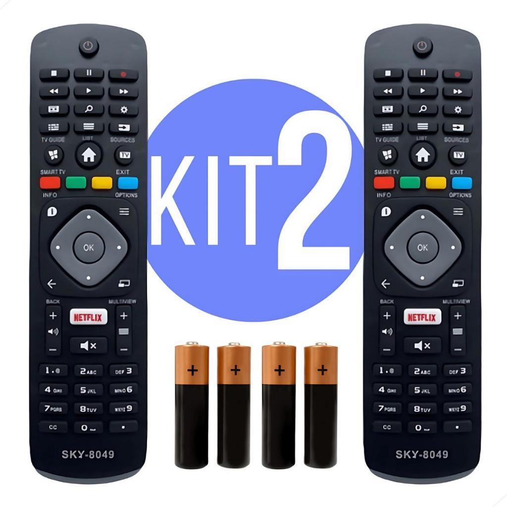 Controle Remoto Compatível com TV Philips Smart LCD LED com Tecla Netflix + Pilhas