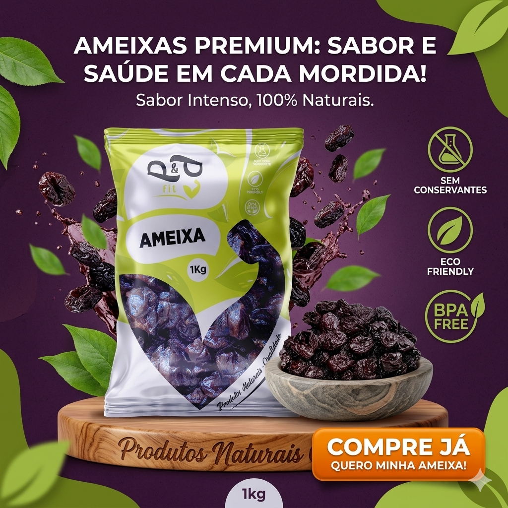 Ameixa Seca Sem Caroço - Alta Fibra, Sem Conservantes, Sem Aditivos em Oferta na Shopee