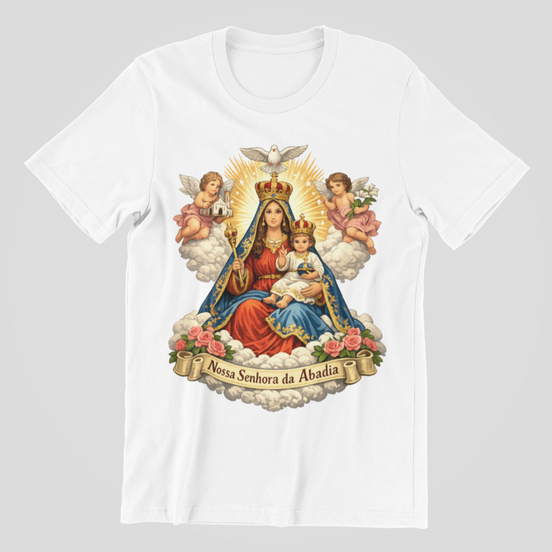 Camiseta Nossa Senhora da Abadia adulto e infantil