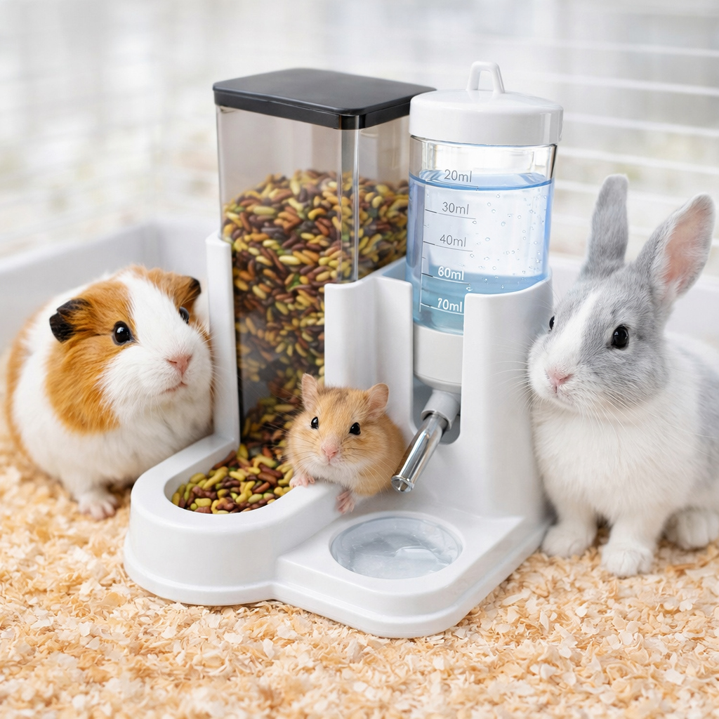 Comedouro E Bebedouro Pet Automático 2 Em 1 Para Hamster