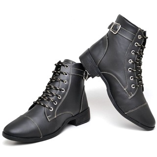 Bota Coturno Preto Feminino Estilo Cano Curto Salto Baixo Leve Confortado Lançamento Outono Inverno 26.
