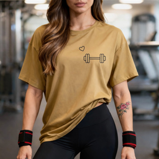 Camisetão Feminino Oversized Academia Fitness Treino Musculação 100% Algodão em Oferta na Shopee