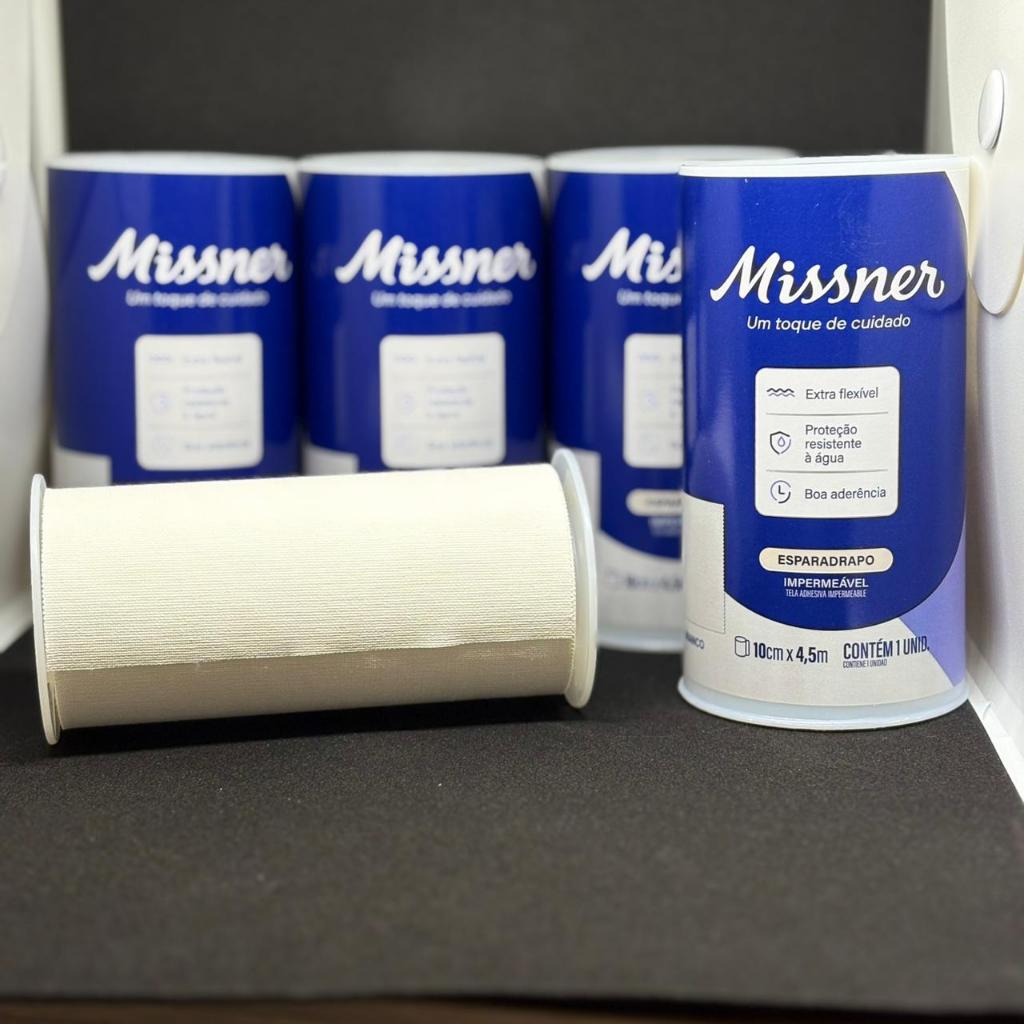 Detalhes do Kit c/4 Und Esparadrapo Impermeável Branco 10cm x 4,5m – Missner