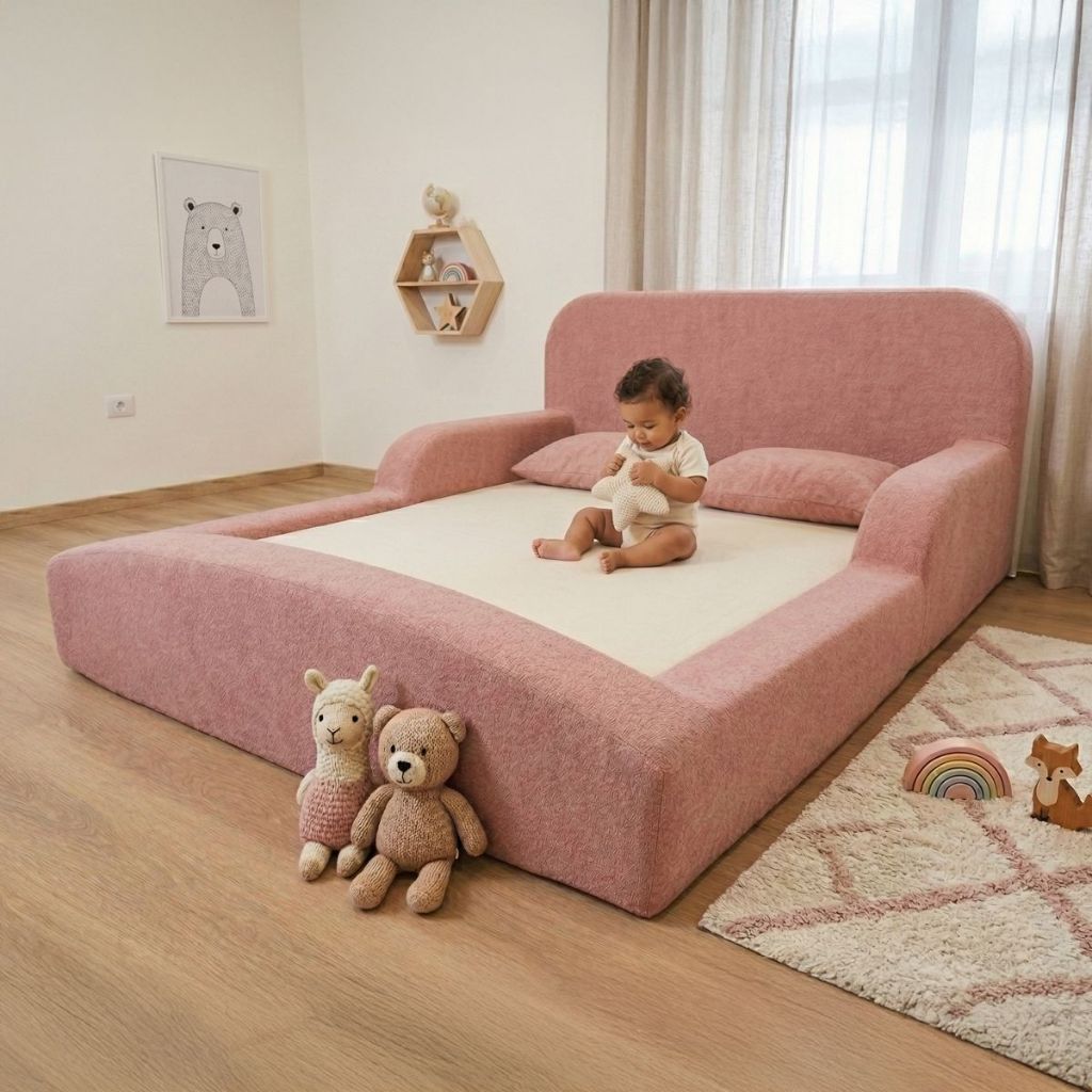 Cama Montessoriana Casal Encanto 100% Espuma Rosa Keiko