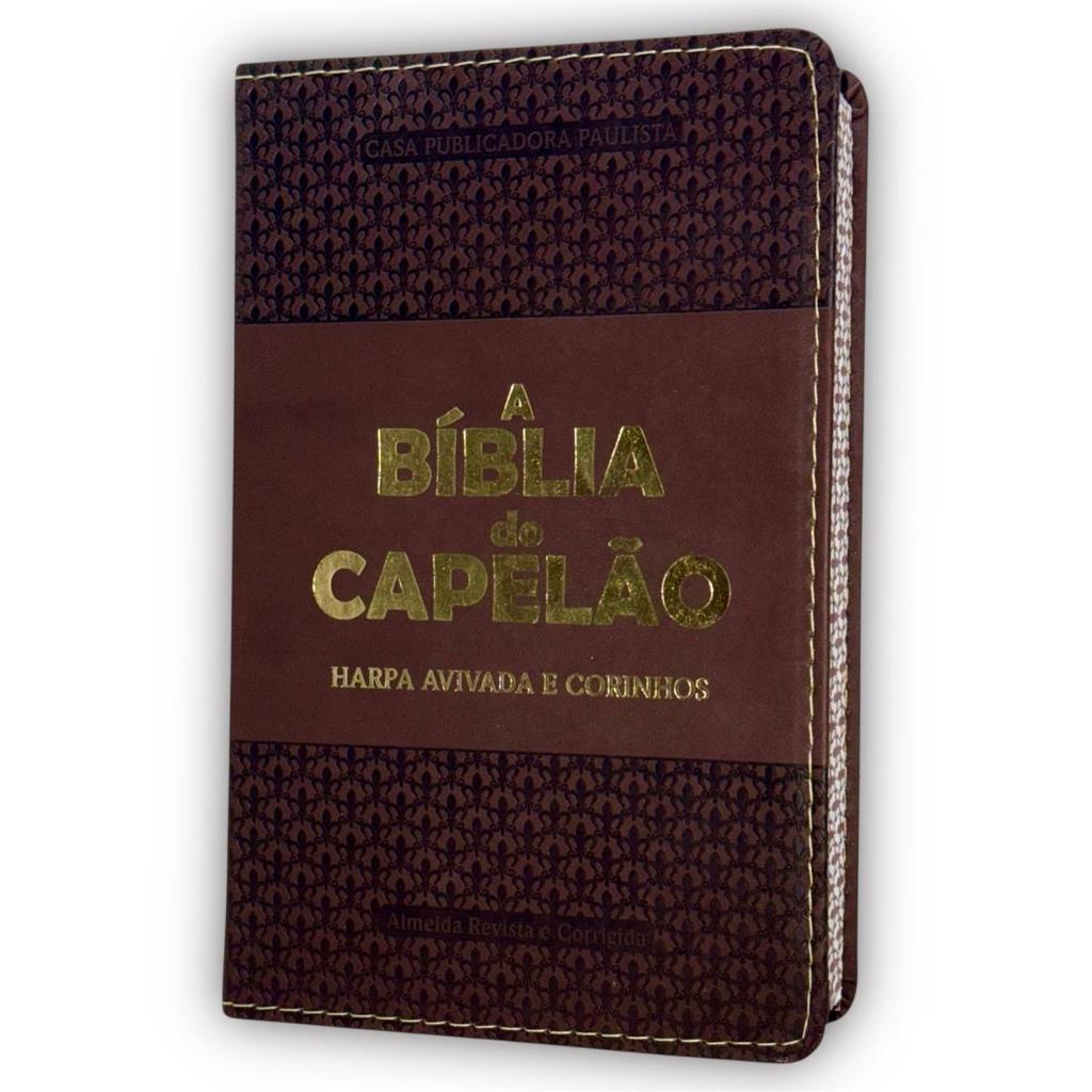 Bíblia Sagrada Letra Gigante Do Capelão Capa Luxo Flexível Cor Marrom - Linguagem Almeida Revista E Corrigida Com Harpa