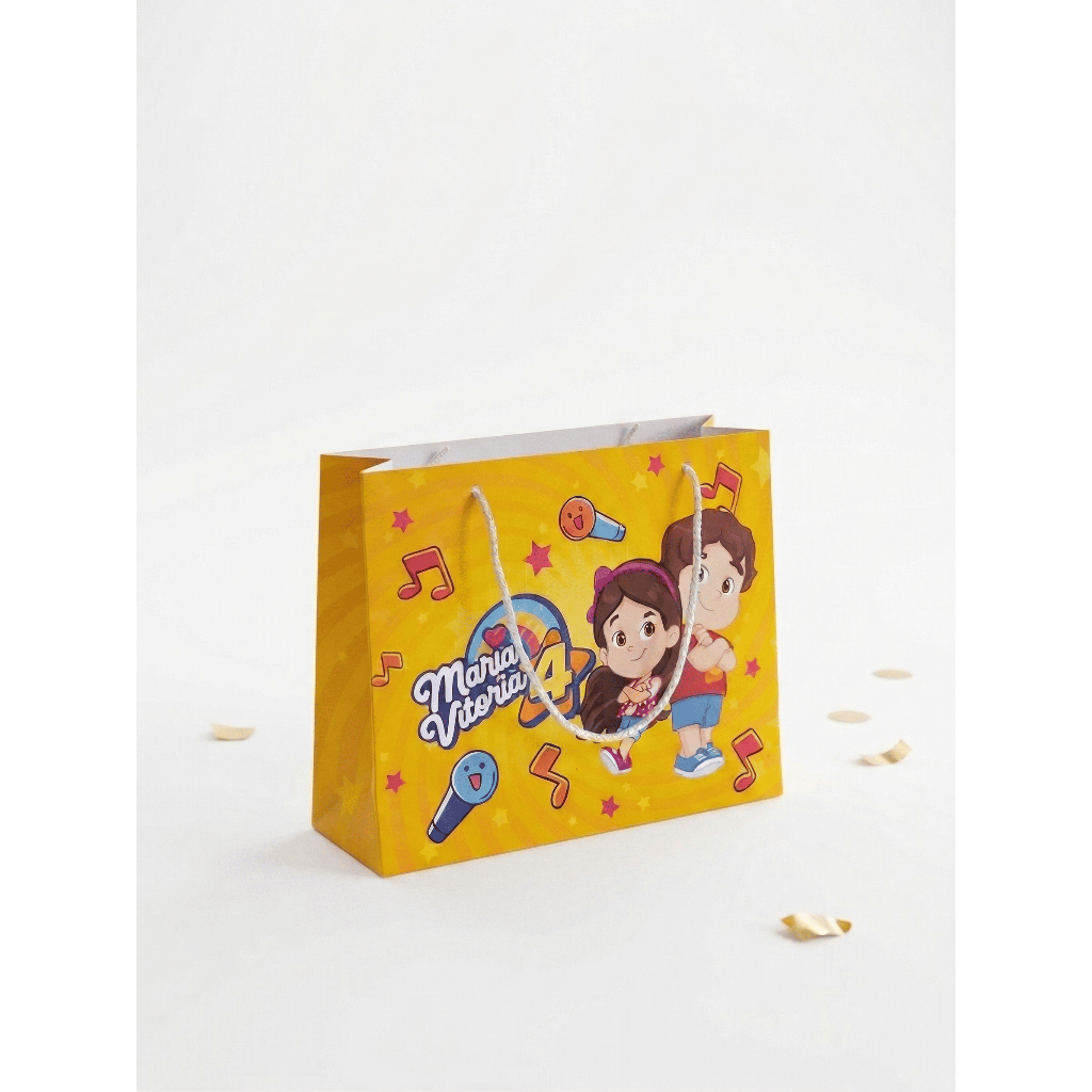 SACOLINHA DE PAPEL PERSONALIZADA PEGUE E MONTE LEMBRANCINHA MARIA CLARA E JP