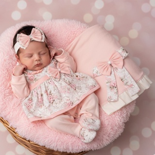 Saída de Maternidade Conjunto Delicada Menina Charmosinha 100% Algodão 05 Peças em Oferta na Shopee