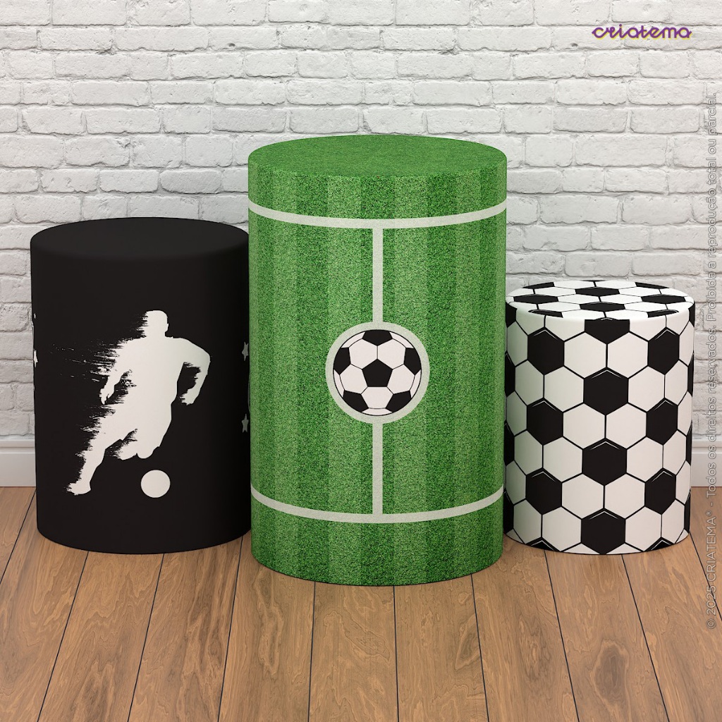 Capa Cilindro de Festa Copa Decoração Tema Futebol Veste Fácil Sublimado Em Tecido