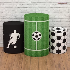 Capa Cilindro de Festa Aniversário Decoração Tema Futebol Veste Fácil Sublimado Em Tecido