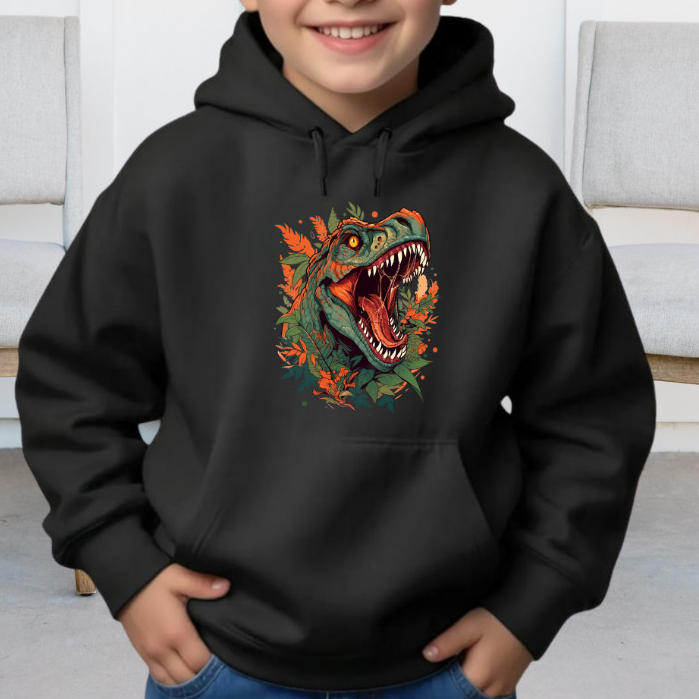 Moletom Infantil  Dinossauro Capuz Bolso Canguru Casaco Inverno Quentinho